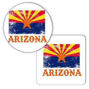 Arizona : Gift Coaster Flag Distressed Souvenir State USA Christmas Birthday
