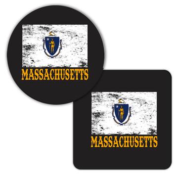 Massachusetts : Gift Coaster Flag Distressed Souvenir State USA Christmas Coworker