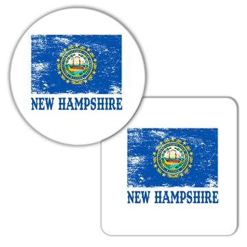 New Hampshire : Gift Coaster Flag Distressed Souvenir State USA Christmas Coworker