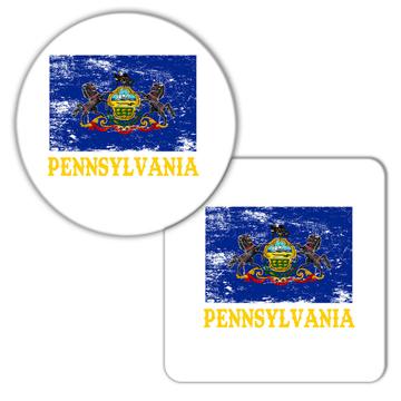 Pennsylvania : Gift Coaster Flag Distressed Souvenir State USA Christmas Coworker