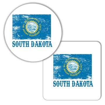 South Dakota : Gift Coaster Flag Distressed Souvenir State USA Christmas Coworker
