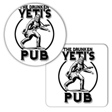 Drunken Yeti Pub : Gift Coaster Bigfoot Alaska Cool Fun Geek Sci fi
