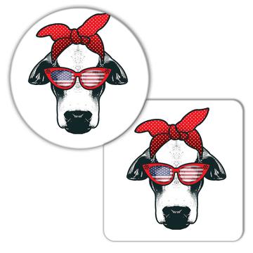 Funny Cow Face : Gift Coaster USA Glasses American Fashion Animal Cute Best Friend
