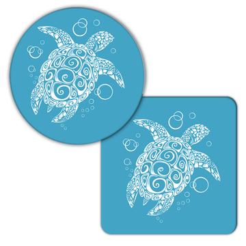 Swimming Turtle Silhouette : Gift Coaster Nature Animal Protection Graphics Water Kids