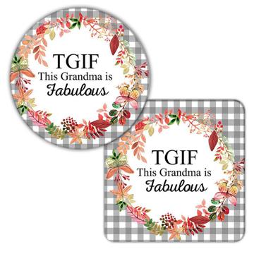 TGIF This Grandma is Fabulous : Gift Coaster Floral Checkered Birthday Christmas