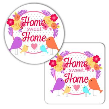Home Sweet Home : Gift Coaster Bird Flowers Decor Decoration Trend Cute
