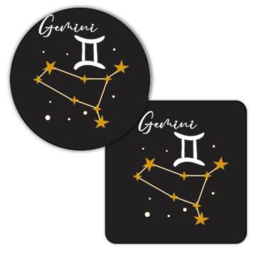 Gemini Constellation : Gift Coaster Zodiac Sign Astrology Horoscope Birthday Twins Cute