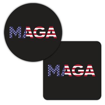 MAGA : Gift Coaster Proud American Flag Anti Biden Funny Humor USA Trump Politics Vote