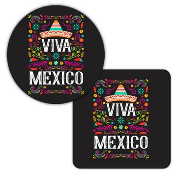 Viva Mexico : Gift Coaster For Mexican Citizen Lover National Day Sombrero Spanish Latin Cute