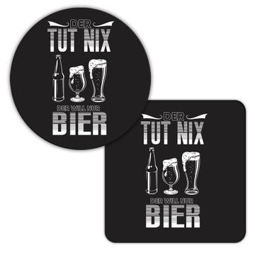For Beer Lover : Gift Coaster Funny Quote In German Alcohol Drink Drinker Glasses Art Print