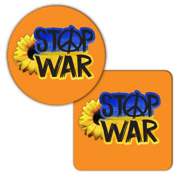 Sunflower Stop War Ukraine : Gift Coaster Peace Ukrainian