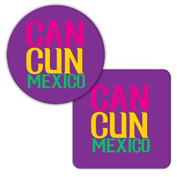 Cancun Mexico Colorful Lettering : Gift Coaster