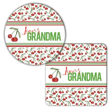 Personalized Cherry Grandma Pattern : Gift Coaster Grandmother