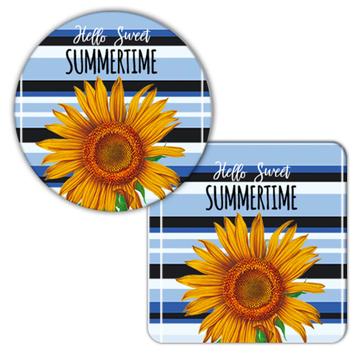 Sunflower Summertime : Gift Coaster Flower Floral Yellow Decor Hello Sweeet