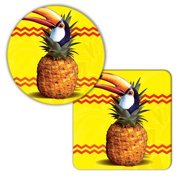 Toucan Pineapple Fusion : Gift Coaster Bird Tropical Fruit Modern Graphic Animal