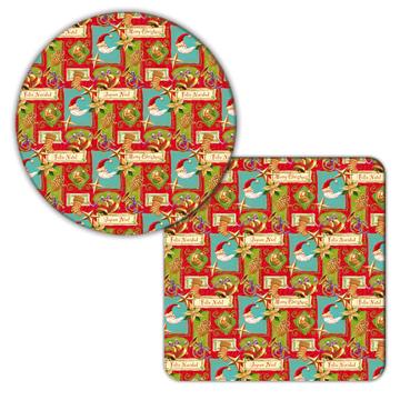 Merry Christmas Pattern : Gift Coaster Jingle Bells Seasons Greetings Celebration Kids Coworker