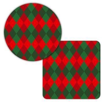 Diamond Shape Tartan : Gift Coaster For Christmas Backdrop Abstract Checkered Rhombus