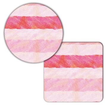 Baby Pink Stripes Watercolor : Gift Coaster For Newborn Girl Shower Room Decor Pattern Abstract