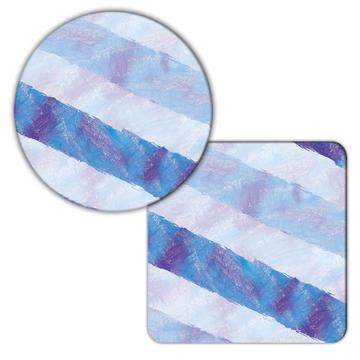 Baby Blue Stripes Watercolor : Gift Coaster For Newborn Boy Shower Room Decor Pattern Abstract