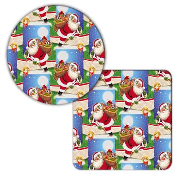 Cute Christmas Santa Claus : Gift Coaster Present Bag For Kids Pattern Winter Greetings Sweet