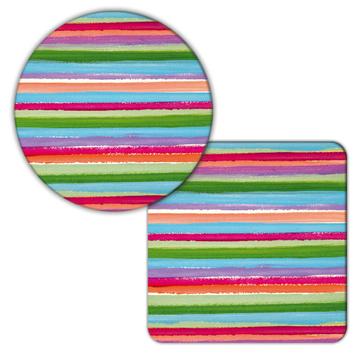 Watercolor Paint Stripes : Gift Coaster Seamless Pattern Abstract Lines Rainbow Kid Nursery Decor