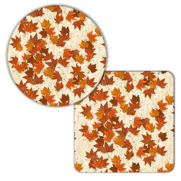 Autumn Maple Leaves : Gift Coaster Pattern Thanksgiving Fall Golden Plants Home Decor