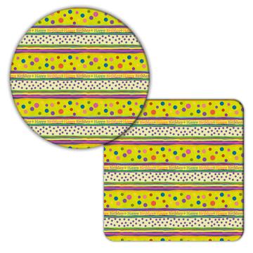 Colorful Polka Dots Stripes : Gift Coaster Abstract Pattern For Birthday Kid Child Lines Cute Circles