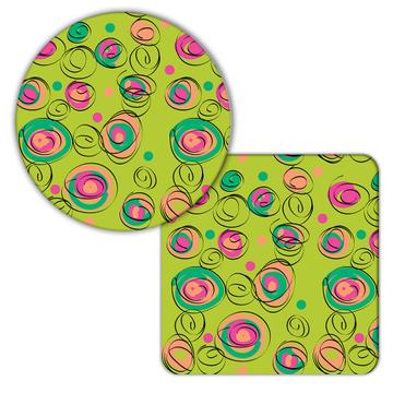 Uneven Circles Polka Dots : Gift Coaster Abstract Pattern Colorful Print Kids Children Circus
