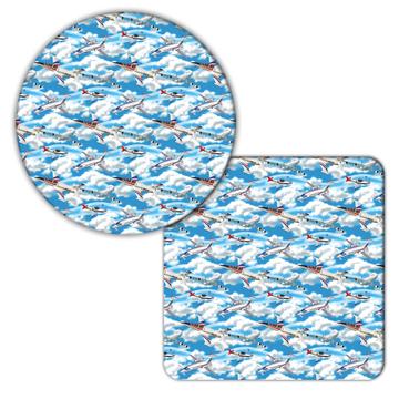 Airplane Planes : Gift Coaster For Pilot Fighter Him Father Dad Skies Clouds Kids Boy Birthday