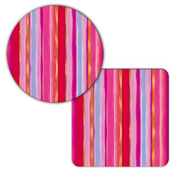 Painted Stripes Gold : Gift Coaster Baby Shower Girlish Kids Pattern Abstract Lines For Her