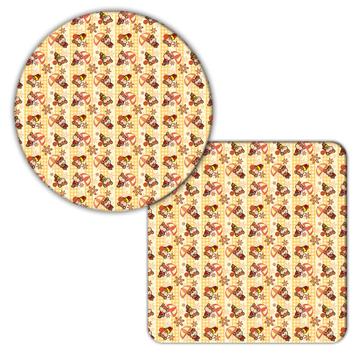 Girl Bear Umbrella : Gift Coaster Cute Kids Pattern For Birthday Decor Nursery Room Bears Child