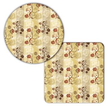 Vintage Roses Pattern : Gift Coaster Seamless Floral Retro Fabric Print Miss You Flower Grandma