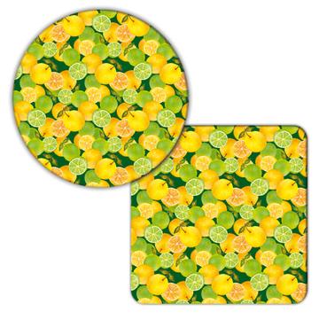 Citric Fruits Pattern : Gift Coaster Lemon Orange Seamless Food Kitchen Decor Fabric Healthy Life