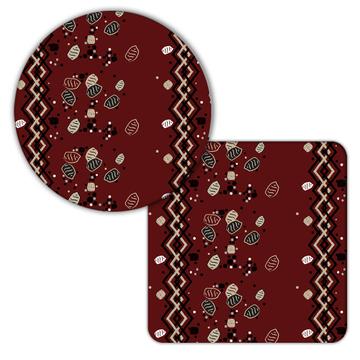 Tribe Tribal African Pattern : Gift Coaster Abstract Seamless Print For Home Decor Fabric Stones