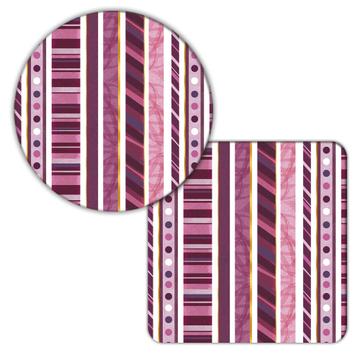 Stripes Patchwork : Gift Coaster Abstract Pattern Polka Dots Lines For Her Mother Girlish Fabric