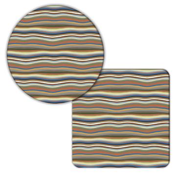 Wavy Lines Stripes : Gift Coaster Abstract Pattern Safari For Him Father Dad Seamless Fabric