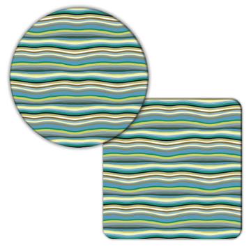 Wavy Lines Stripes : Gift Coaster Abstract Pattern Nature Leaves Ecological Seamless Fabric
