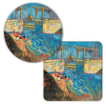 River Bridge : Gift Coaster Famous Oil Painting Art Artist Painter