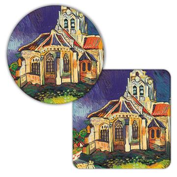 Church at Auvers Vincent Van Gogh : Gift Coaster Famous Oil Painting Art Artist Painter
