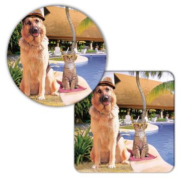 German Shepherd Captain Pool : Gift Coaster Dog Pool Pet K-9 Animal Puppy