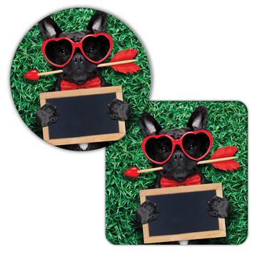 French Bulldog Glasses Arrow : Gift Coaster Pet Dog Puppy Funny Grass Animal Cute