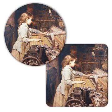 Young Girl Working : Gift Coaster Famous Oil Painting Art Artist Painter