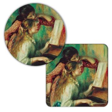 Girls at The Piano Renoir : Gift Coaster Famous Oil Painting Art Artist Painter