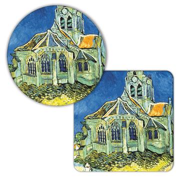 Vincent Van Gogh Church at Auvers : Gift Coaster Famous Oil Painting Art Artist Painter