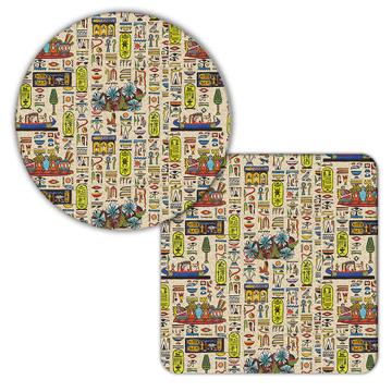 Egypt Egyptian Hieroglyphs : Gift Coaster Historical Picture African Africa Pattern Ancient Cleopatra