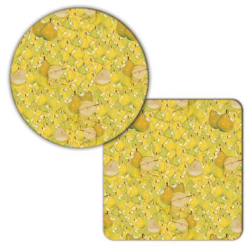 Pear Print Pattern : Gift Coaster Fruit Fruits Pears Painting Healthy Food Kitchen Decor Seamless