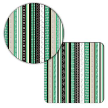 Stripes With Prints : Gift Coaster Abstract Pattern Arabesque Lines For Handcraft Ribbons Decor