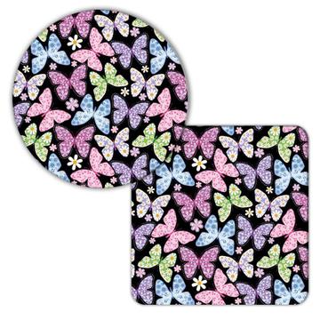 Flower Printed Butterflies : Gift Coaster Pattern Daisies Diy Friends Girl Room Decoration