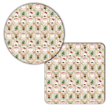 Funny Christmas Pattern : Gift Coaster Santa Bear Reindeer For Kids Child Wishes Handmade Card