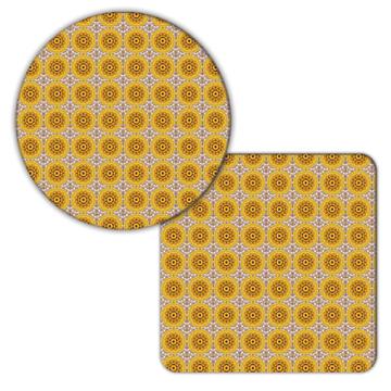 Geometric Mandala : Gift Coaster Arabesque Abstract Floral Seamless Sunflower Classic